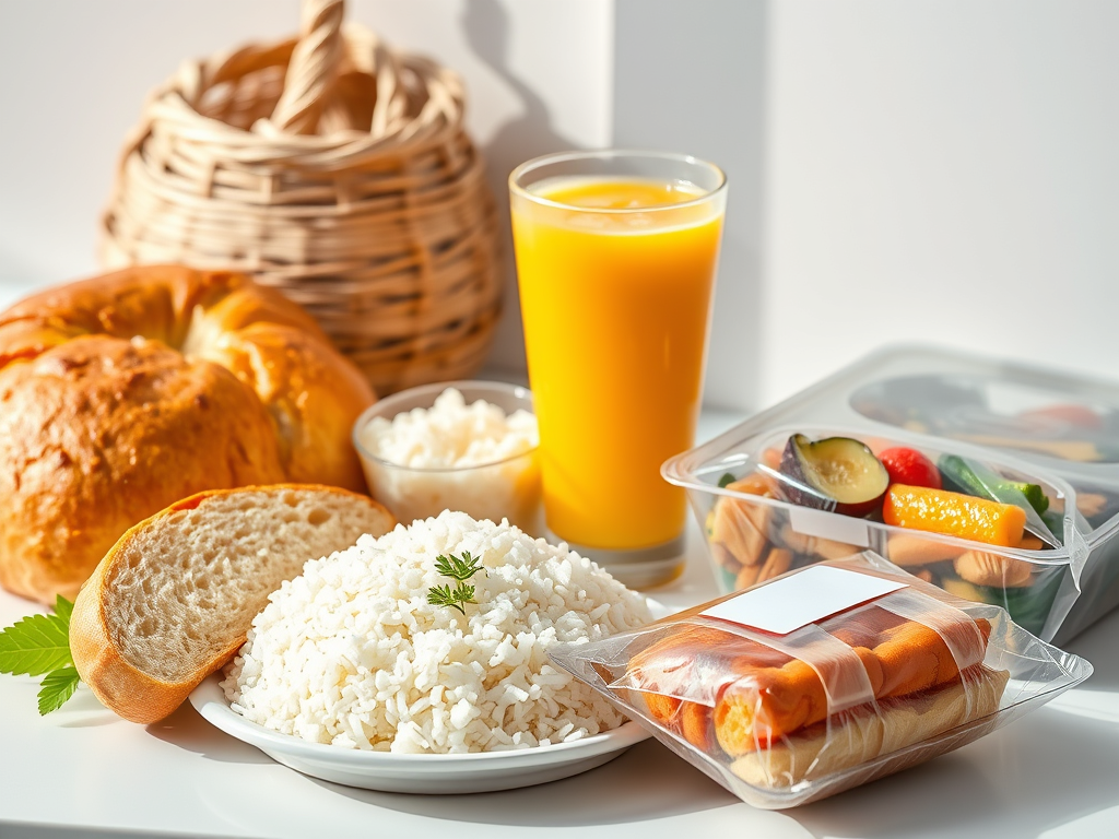 Refined and packaged foods like white rice, bread and ready meals highlighting areas for healthier food swaps