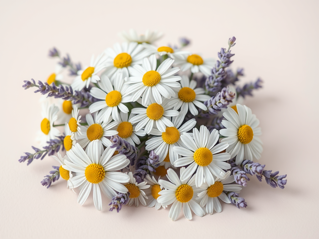 Chamomile flowers and lavender representing natural sleep support and calming remedies for improving sleep quality