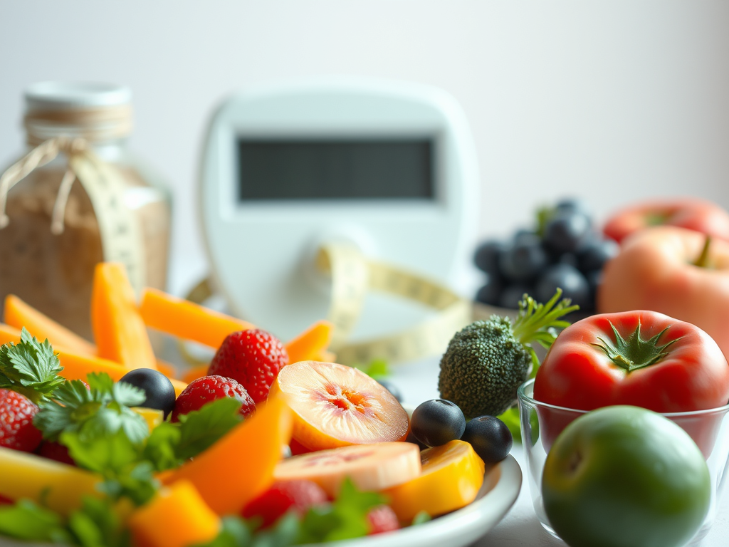 Fresh fruits and vegetables on a table, representing healthy eating and balanced nutrition